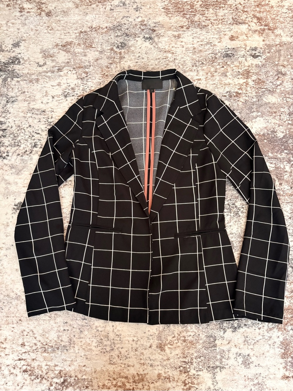 Women's Black Windowpane Tailored Blazer